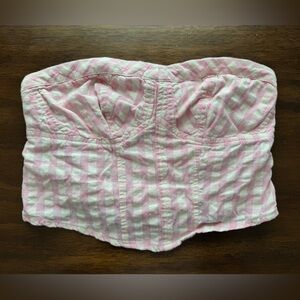 Free People Pink Striped Crop Top Corset Style